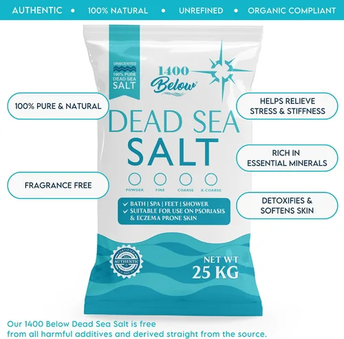 Miniatura 2 de LA Salt Co.'s - Sal del Mar Muerto 100% pura y natural, bolsa de 55 libras, grano fino