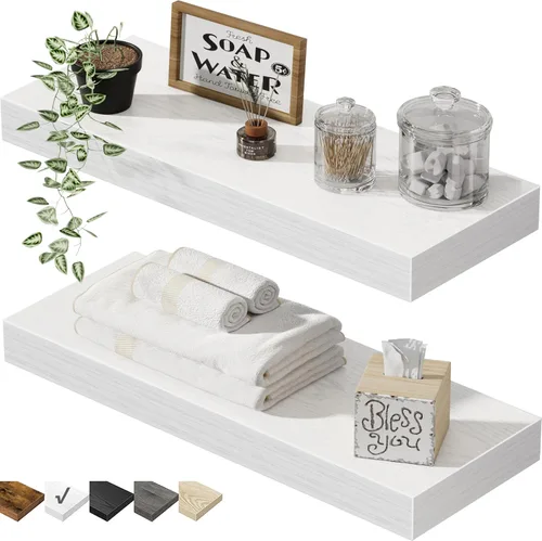 Miniatura 26 de QEEIG Estantes flotantes para pared de 23.6 pulgadas de largo, estante montado en la pared, baño, cocina, sala de estar, dormitorio, granja, A.