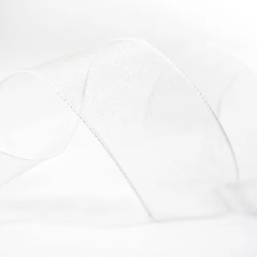 Miniatura 6 de Cinta de organza transparente con alambre de 2.5 pulgadas x 50 yardas, color blanco para silla de boda, lazo, ramo de flora, envoltura de regalos