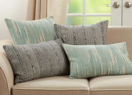 Miniatura 5 de SARO LIFESTYLE Octavia Collection - Funda de almohada de algodón a rayas, 16 x 24 pulgadas, color azul