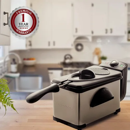 Miniatura 9 de Freidora eléctrica OVENTE de 2 litros de capacidad, 1500 vatios, tapa con ventana de visualización y filtro de olores, temperatura ajustable