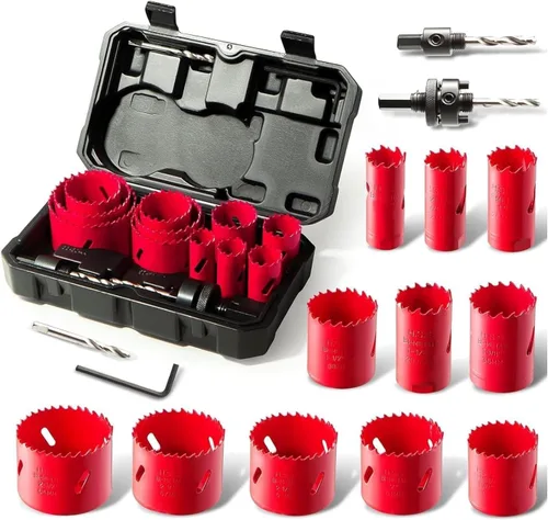 Miniatura 6 de HYCHIKA - Taladro de martillo inalámbrico de 18 V, kit de sierra bimetálica de 3/4 a 2-1/2 pulgadas, kit combinado de herramientas
