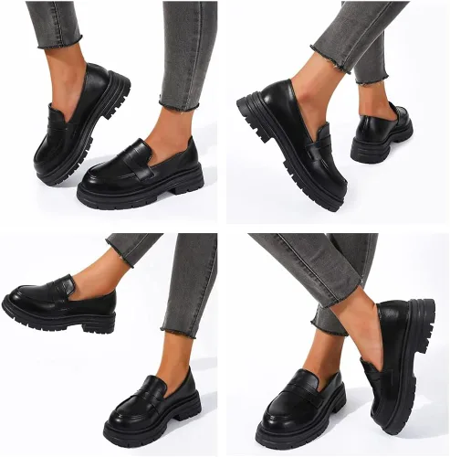 Miniatura 5 de LinnOaks Penny - Mocasines para mujer con puntera redonda, tacón grueso, zapatos Mary Janes, plataforma, zapatos Oxford, uniformes, zapatos de vestir