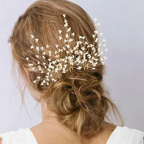 3 horquillas para el cabello de boda, color blanco, perlas pequeñas, accesorios para el cabello, accesorios para mujeres y niñas de flores