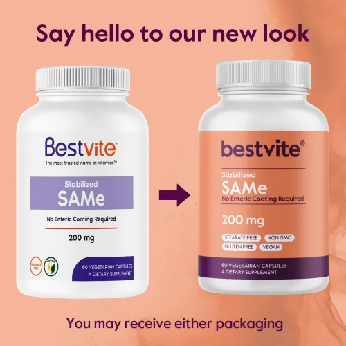 Miniatura 7 de BESTVITE SAM-e 200 mg estabilizado (60 cápsulas vegetarianas) - Forma de cápsula fácil de tragar - No necesita capa entérica - Sin dióxido