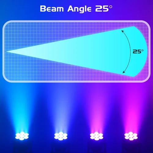 Miniatura 2 de U`King Luz de cabeza móvil RGBW LED Efecto de iluminación de escenario, 7 x 10 W, cabezales móviles, luces de lavado por DMX y control remoto