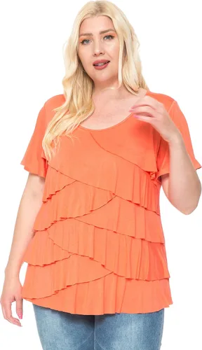 Miniatura 3 de LEEBE - Blusa con volantes para mujer, talla extragrande (S a 5XL)