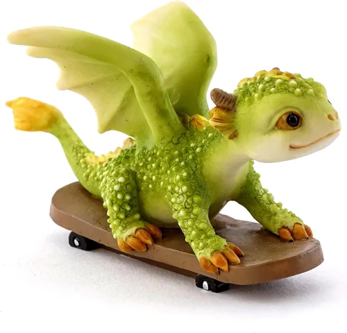 Miniatura 11 de Top Collection Rex The Green Dragon - Mini figura coleccionable de fantasía (Jugando con mariposa)