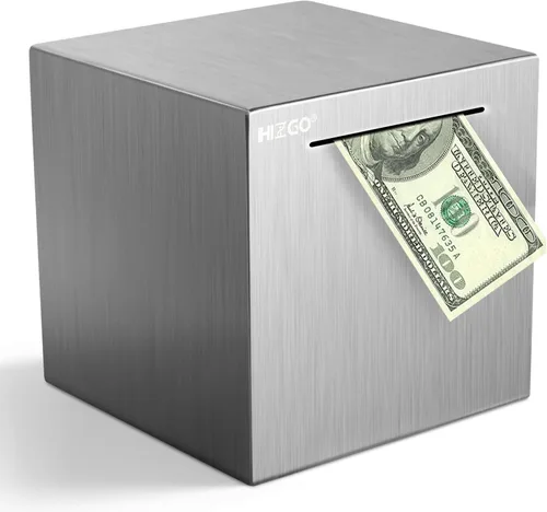 Miniatura 9 de hizgo Alcancía para adultos, caja de ahorros de acero inoxidable para ayudar al presupuesto y ahorrar debe romperse para acceder al dinero