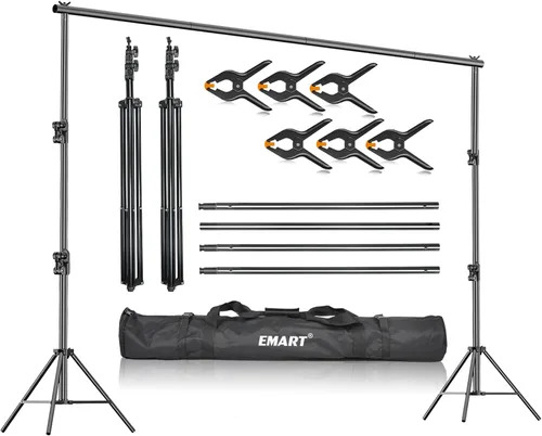 Miniatura 9 de EMART Soporte de fondo resistente, 7 x 10 pies, kit de sistema de soporte de fondo ajustable con bolsa de transporte para fotografía