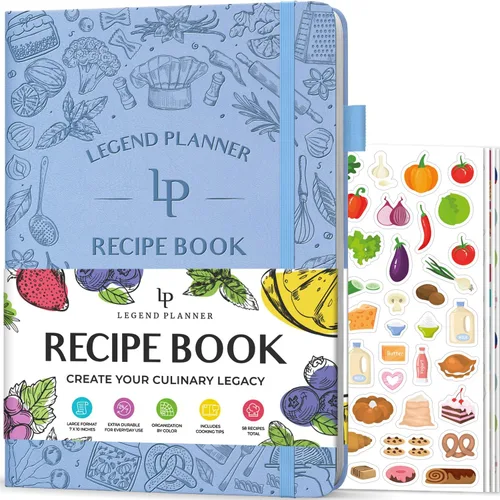 Libro de recetas Legend – Libro de cocina familiar en blanco para escribir en tus propias recetas – Diario de cocina vacío – Cuaderno de cocina