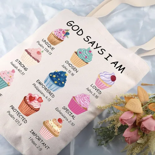 Miniatura 3 de UJIMS Christian Baker Gift God Says I Am Baking Cupcake Lovers Tote Bag Cupcakes Jesus Baking Lover Bolso de mano para mujer