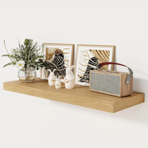 Miniatura 62 de Fun Memories - Estante flotante de 12 pulgadas, estantes de pared de madera rústica para decoración de pared y almacenamiento, estante flotante