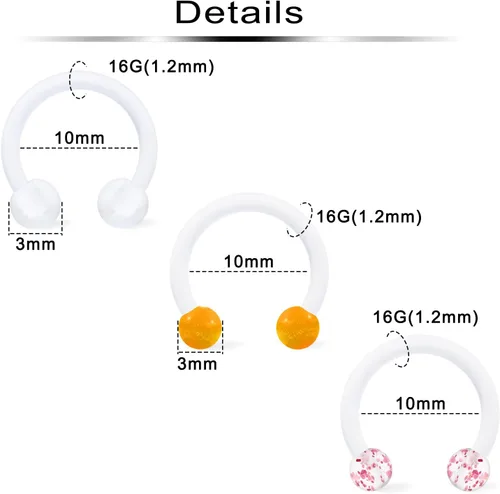 Miniatura 2 de Retenedor de tabique de plástico transparente, anillos flexibles para labios, joyería de piercing sonriente, aretes Daith para cirugía deportiva