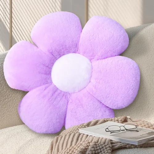 Miniatura 10 de Almohada de Flores Rosadas de 17.7 Pulgadas – Almohada Decorativa Linda en Forma de Margarita, Cojín de Asiento Floral Suave, Almohadas de Piso