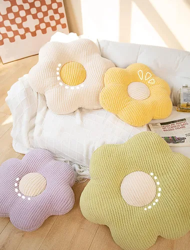 Miniatura 3 de HANDKEI Almohada transpirable con forma de flor, cojín para silla, cojín de suelo de flores, decoración encantadora de habitación, almohada cómoda