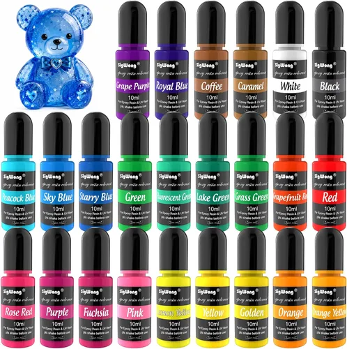 Pigmento de resina epoxi – Colorante líquido de 24 colores, tinte altamente concentrado para hacer joyería de bricolaje, pintura, manualidades –