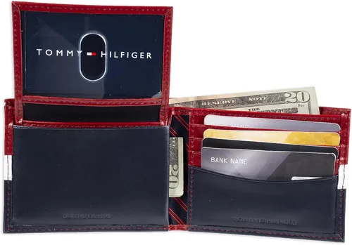 Miniatura 4 de Tommy Hilfiger Cartera de cuero genuino para hombre con múltiples ranuras para tarjetas