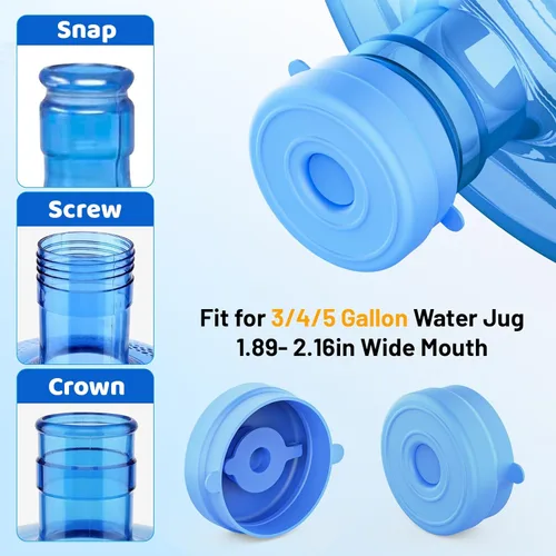 Miniatura 2 de Myvision Tapas reutilizables para jarra de agua de 3 a 5 galones, tapa segura para dispensador de agua, tapa de repuesto de silicona antiderrames