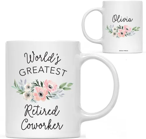 Miniatura 74 de Andaz Press Taza de café personalizada de 11 onzas, taza ejecutiva de relaciones públicas más grande del mundo, flor de anémona rosa, 1 paquete