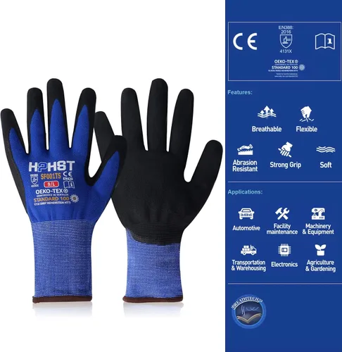 Miniatura 2 de Safety Work Gloves, SF001, Comfort Stretch Fit, Power Grip, Smart Touch, Durable Foam Coated, 3Pairs & 12Pairs Azul 12 pares