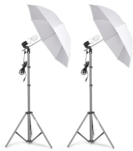EMART Kit de iluminación de paraguas para fotografía, 400 W 5500 K Retrato fotográfico Luces reflectoras continuas para cámara, estudio de video,