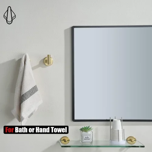 Miniatura 5 de JQK BAS105-BG - Juego de accesorios de baño de 5 piezas de latón dorado para pared, incluye toallero de 24 pulgadas, barra HT de 9 pulgadas, soporte