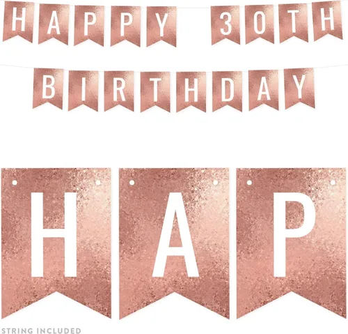 Miniatura 72 de Andaz Press Pancarta decorativa de mosaico con purpurina de oro rosa para fiesta de cumpleaños, 100 años de amor, aproximadamente 5 pies, 1 juego