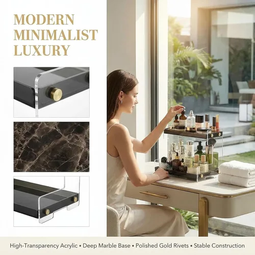 Miniatura 4 de FFK Organizador de Encimera de Baño, Organizador de Encimera de Baño de 2 Niveles, Estante de Especias de Cocina Organizador de Cosméticos, Estante
