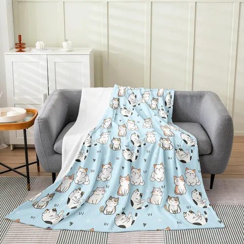 Erosebridal Manta de vellón de gato de 40 x 50 pulgadas, manta mullida de gato Kawaii Garfield para niños y niñas, manta de franela suave con