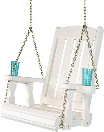 Miniatura 8 de Amish Casual Silla columpio con tratamiento a presión de misión resistente con portavasos (mancha de cedro)