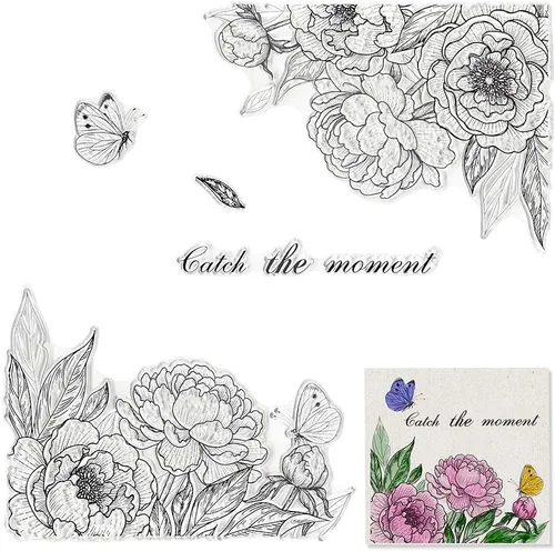 Sellos transparentes de silicona para decoración de tarjetas, flores, mariposas, manualidades, álbumes de recortes, sellos transparentes de silicona
