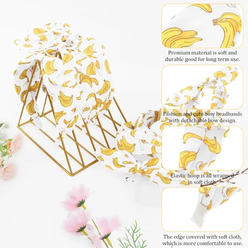 Miniatura 7 de Jaciya Diademas de lazo para mujer, lindas diademas anudadas, accesorios para el cabello (banana)
