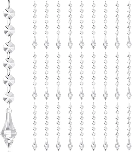 Nuenen - 100 piezas de cristales acrílicos colgantes para centros de mesa, candelabro, guirnalda de cristal transparente, adornos, cuentas acrílicas
