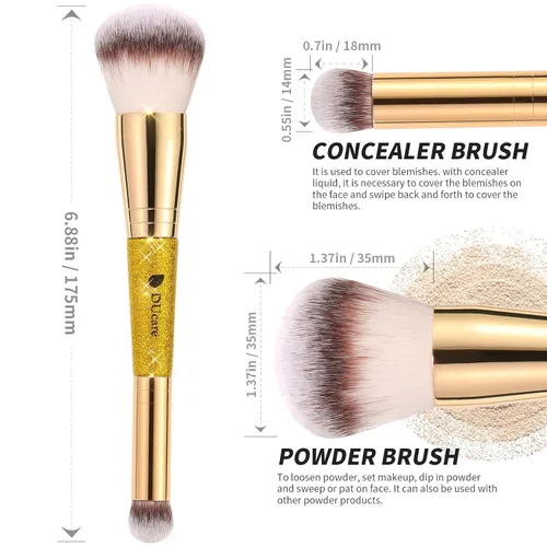 Miniatura 2 de DUcare Brochas de maquillaje Cepillo corrector de doble punta para base de polvo