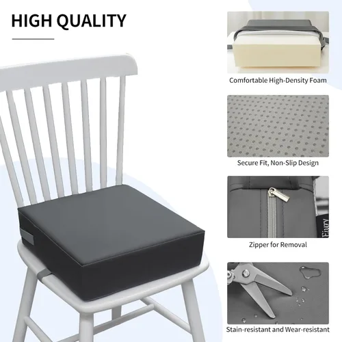 Miniatura 4 de Eiury Asiento Elevador para Niños Pequeños Mesa de Comedor Silla de Cocina, Cojín de PU Impermeable Anti-Rayones, Base Antideslizante, Correas