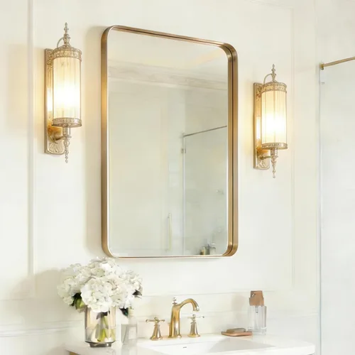 Miniatura 16 de USHOWER Espejos de baño para sobre el fregadero, espejo rectangular con marco de metal, espejo de tocador moderno de granja, montado en la pared