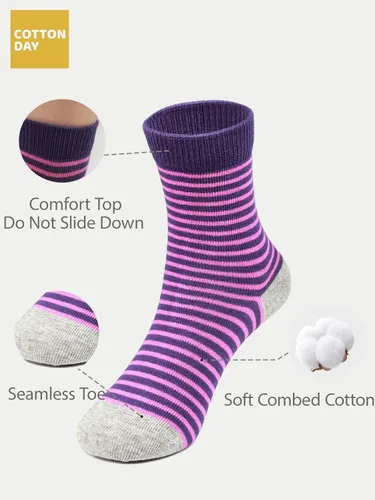 Miniatura 2 de COTTON DAY Caja de regalo de 7 días de la semana, calcetines cortos de moda para niños y niñas, diseño de animales, flores, estrellas, rayas
