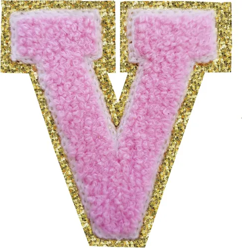 Miniatura 129 de SPRT - Parches de letras de chenilla universitaria con purpurina, parche de letras blancas para planchar con letras del alfabeto para disfraz