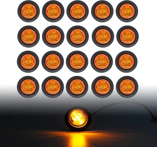 Miniatura 11 de TMH Luces marcadoras laterales redondas de 1-1/4 pulgadas, 6 luces LED de bala blanca, luces marcadoras LED de remolque, montaje en superficie