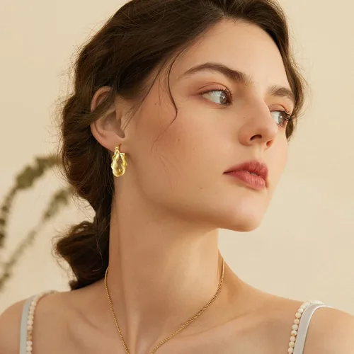 Miniatura 3 de ACECHA Aretes de aro trenzados chapados en oro de 18 quilates para mujer, cuentas redondas gruesas, hipoalergénicos, minimalistas, regalos