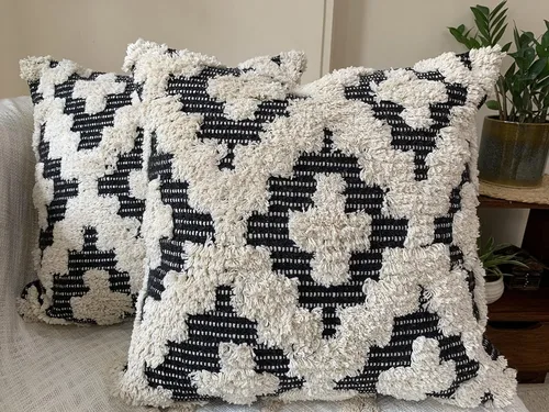 Miniatura 5 de Juego de 2 fundas de almohada bohemias para sofá, 20 x 20 pulgadas, de algodón, tejidas a mano, fundas de almohada decorativas para dormitorio, sala