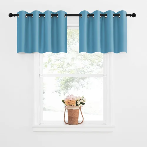 Miniatura 51 de NICETOWN Cortinas opacas de cocina para ventana sobre el fregadero, aislamiento térmico, decoración del hogar, pequeños niveles opacos con ojales