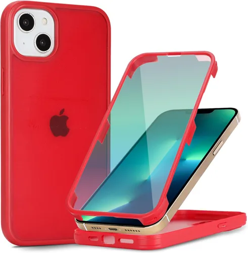Miniatura 37 de Funda para iPhone 13 mini con protector de pantalla integrado y protección de cuerpo completo, para Apple iPhone 13 Mini, fundas para hombres, Rojo