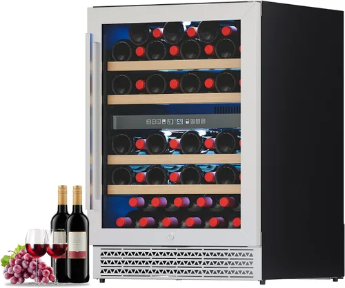 Miniatura 16 de Albott Refrigerador de bebidas - Refrigerador de 24 pulgadas con puerta de vidrio, estantes ajustables y panel táctil LED, diseño bajo mostrador