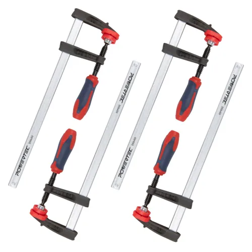 Miniatura 8 de POWERTEC 71591 Abrazadera F de 4 pulgadas resistente estilo F Abrazaderas de barra para carpintería, capacidad de 330 libras cada una, paquete de 2