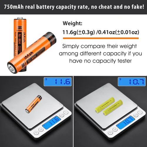 Miniatura 3 de iMah Paquete de 4 baterías recargables Ni-MH AAA de 1.2 V 750 mAh para teléfonos inalámbricos Panasonic, también compatible con BK40AAABU