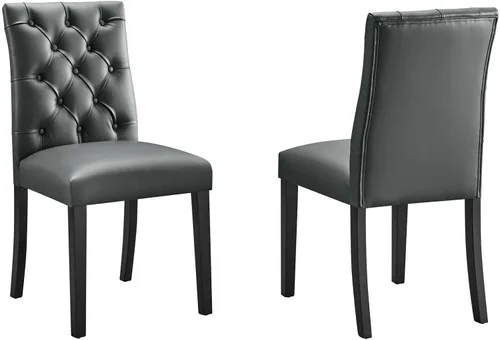 Miniatura 6 de Modway MO- Duchess - Silla de comedor tapizada de piel sintética con botones capitoné, color negro