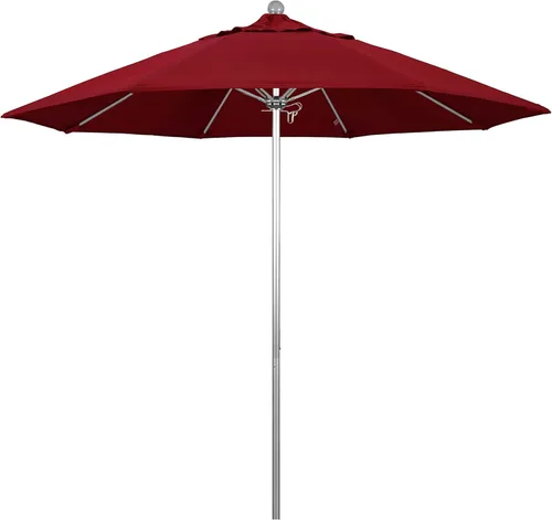 Miniatura 11 de California Umbrella Paraguas redondo de aluminio/fibra de vidrio de 9', empuje abierto, poste de plata, tela azul real de olefina