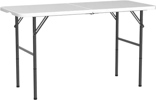 Miniatura 4 de Mesa plegable de 4 pies, mesas portátiles de plástico para comedor, fiestas, tarjetas, picnic, camping, granito, blanco